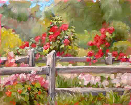 Rose Garden Oil Painting Art Student